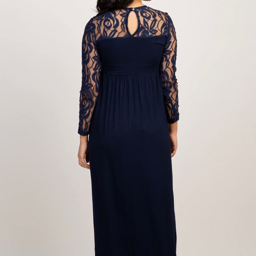 Pink Blush Navy Blue Lace Maxi Dress - Picture 3 of 16